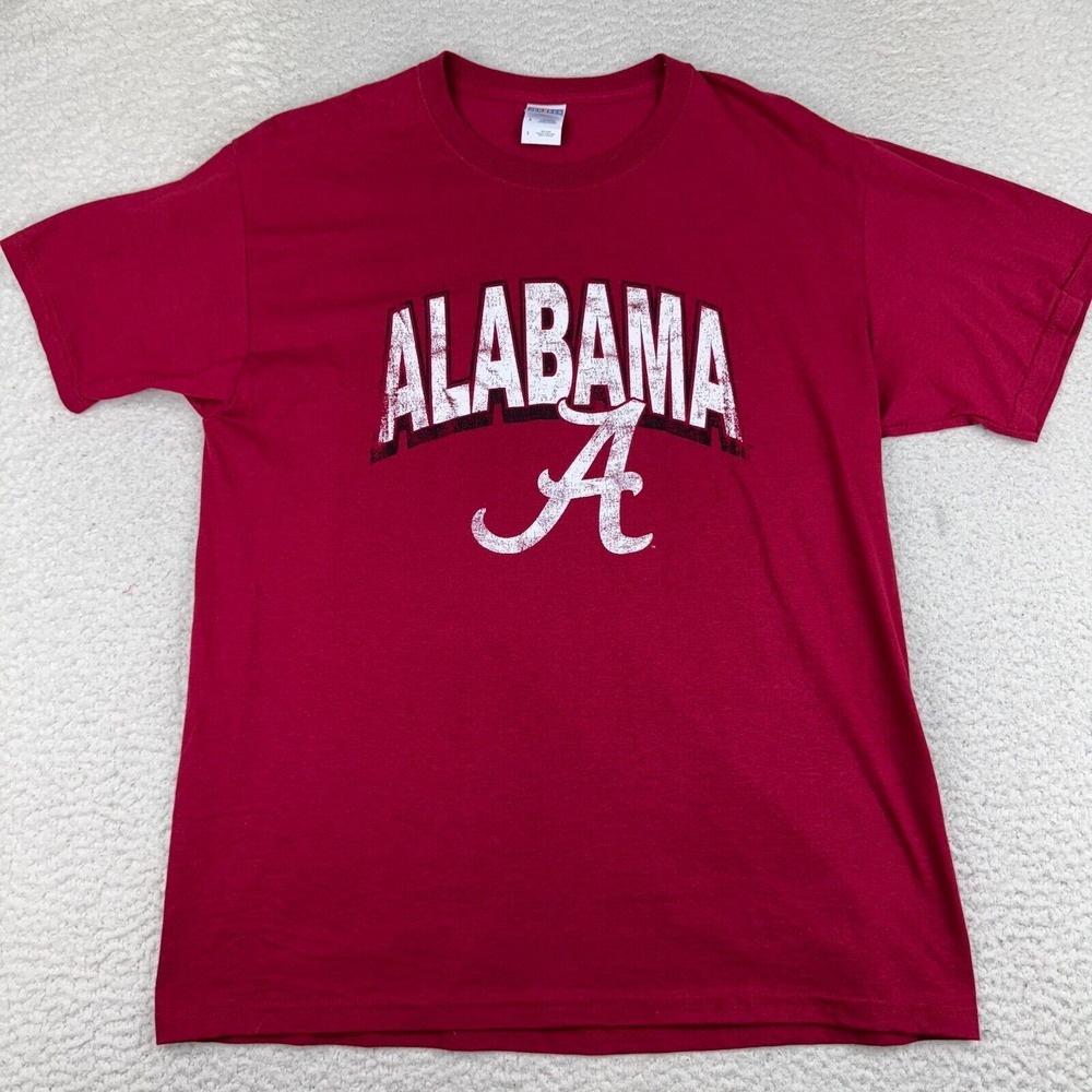 Alabama Crimson Tide T Shirt Mens Large Short Sleeve Cotton Red Jerzees‎ NEW